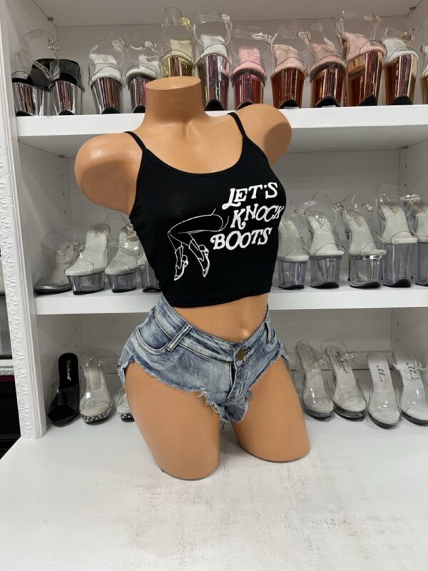 Black Lets Knock Boots Crop Top - Image 3
