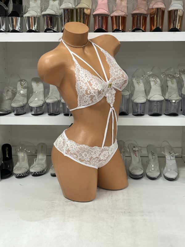 White Lace Strappy One Piece - Image 4