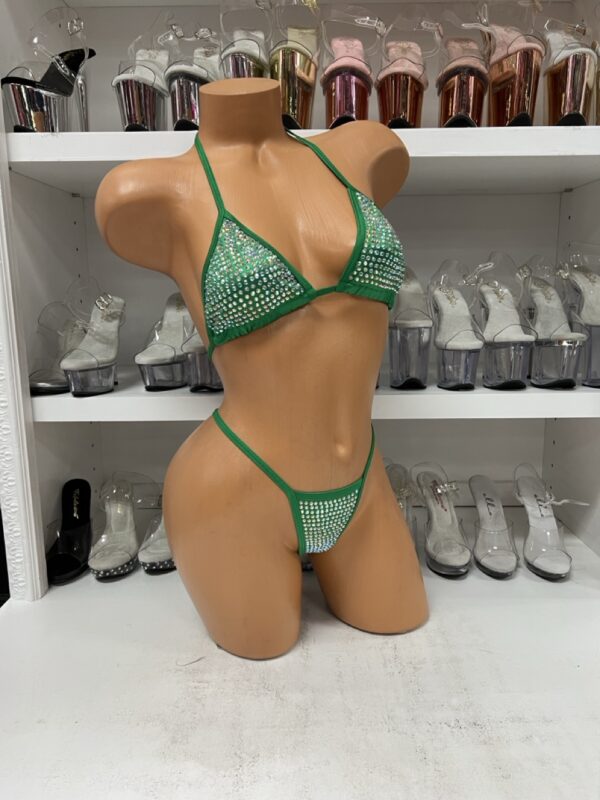Green Heavy Bling Bikini Set - Image 3