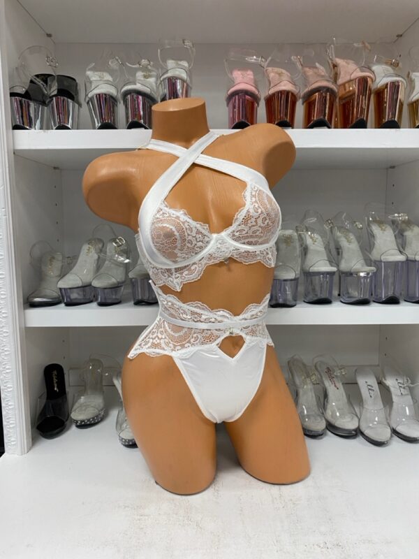 White Lace and Satin Sadie 2 Piece Set - Image 3