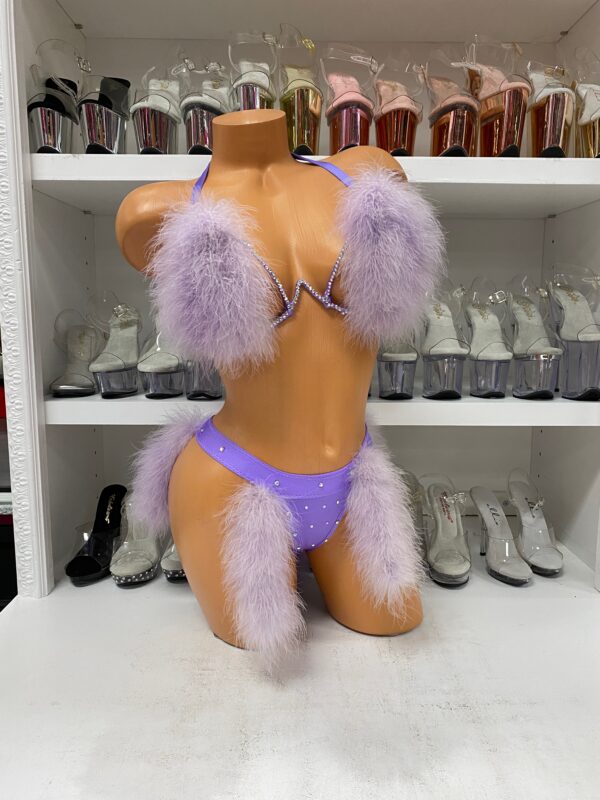 Lavender Luxe Marabou Wire Rhinestone Bra Set - Image 2