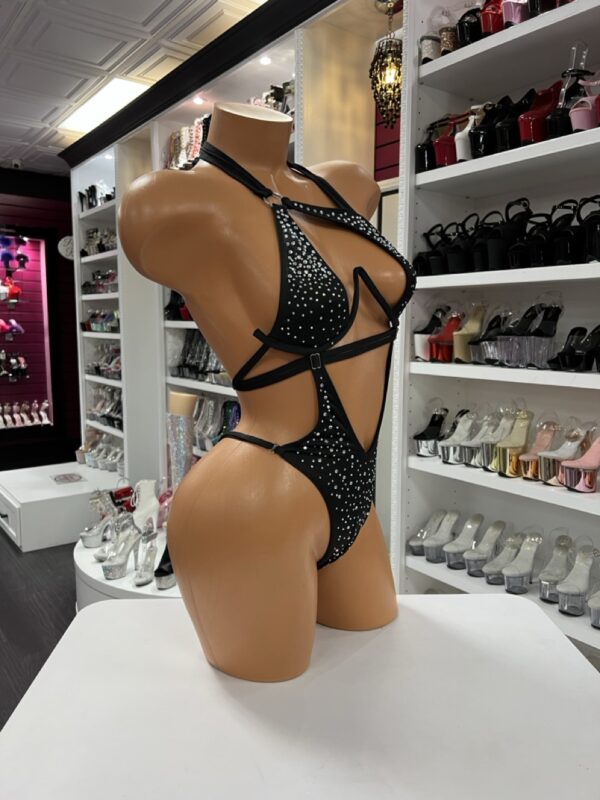 Midnight Sparkle Strappy Bodysuit - Rhinestone Cutout Perfection - Image 4