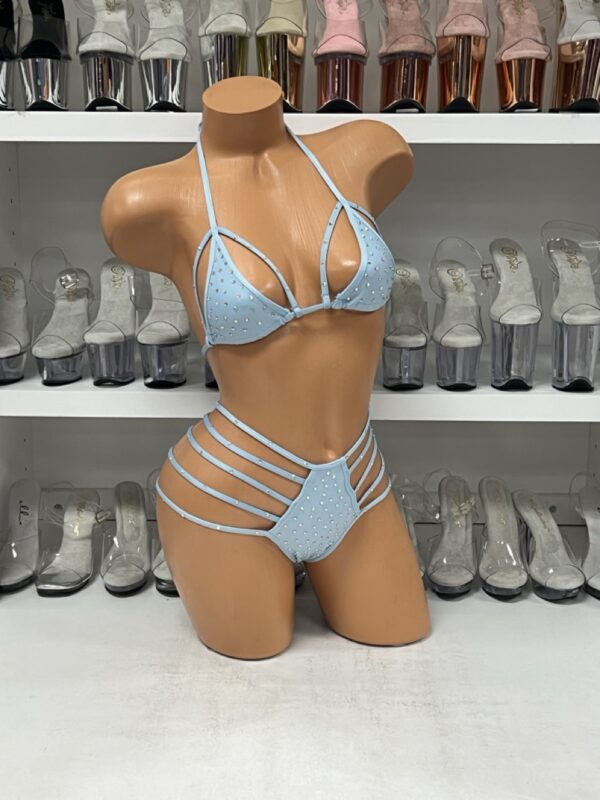 Light Blue Rhinestone Two-Piece Bikini Set - Image 3