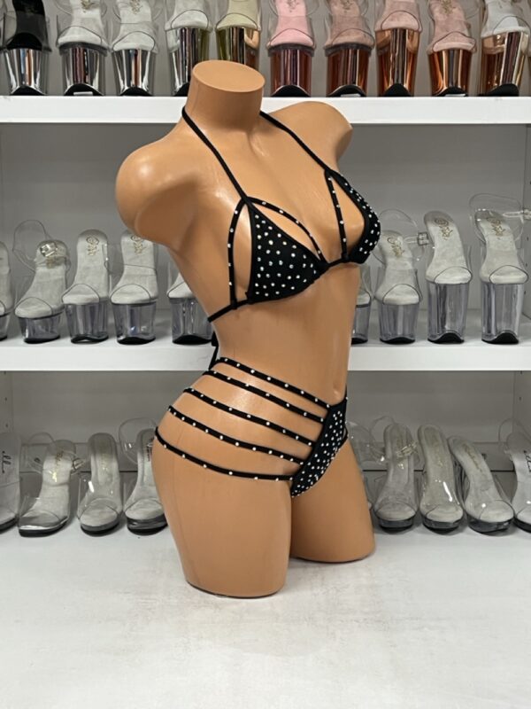 Black Rhinestone Strappy Bikini Set – Two Piece - Image 4