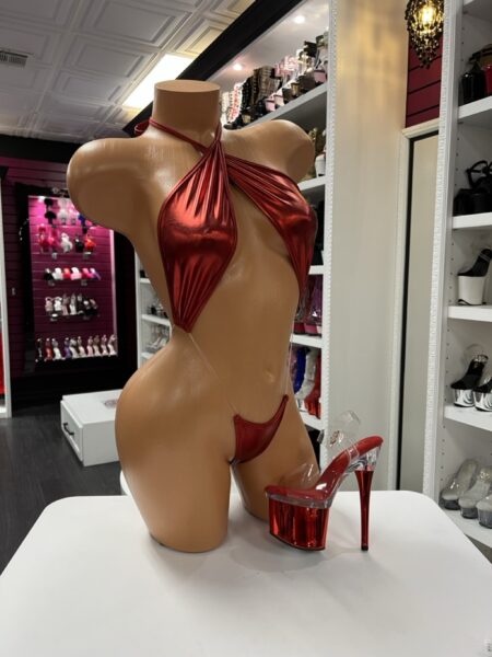 Red Metallic Slingshot Bodysuit