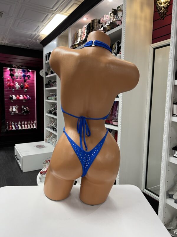 Royal Blue Cutout Rhinestone Bodysuit - Image 3