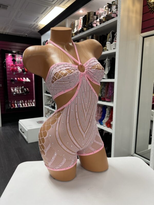 Pink Rhinestone Halter Romper - Image 4