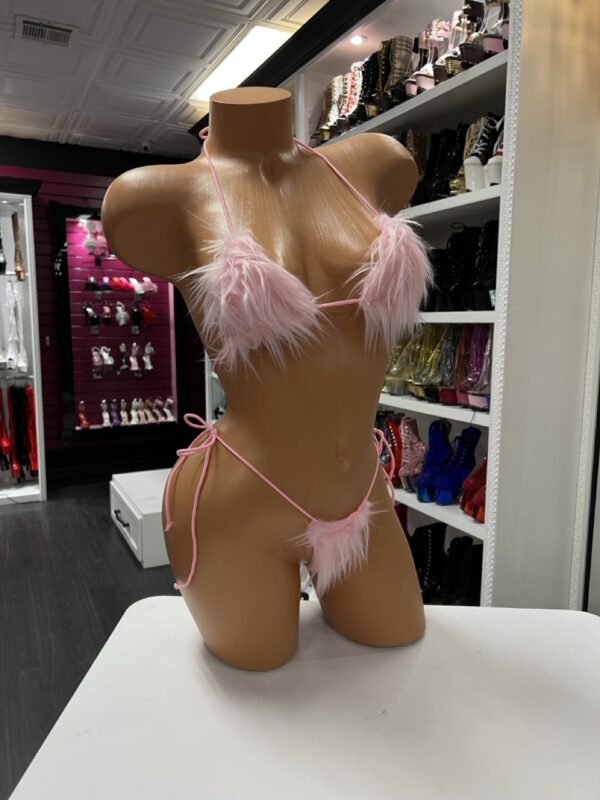 Pretty in Pink Fuzzy Bikini Set - Image 3