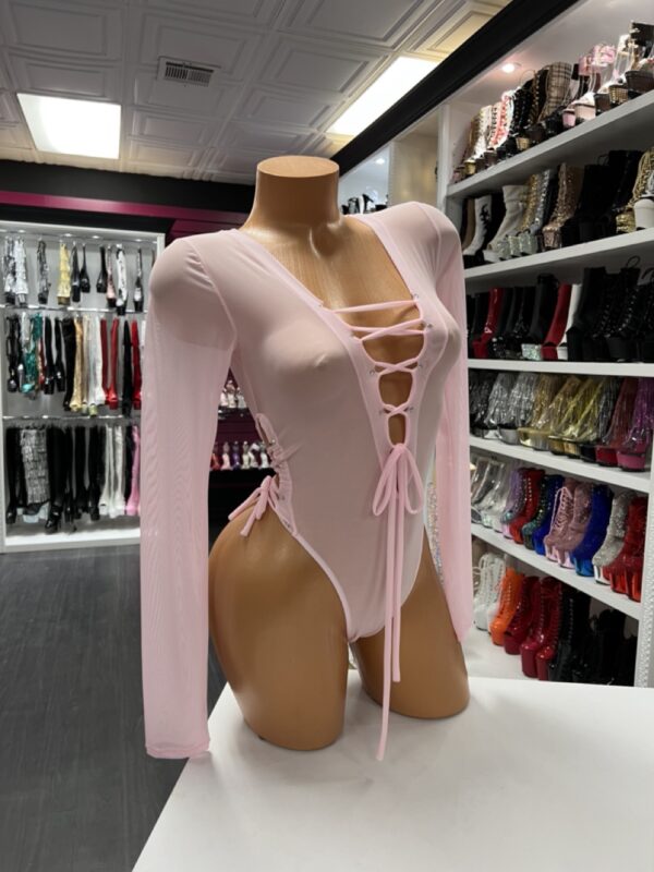 Baby Pink Lace-Up Bodysuit - Sweet Angel Seduction - Image 5