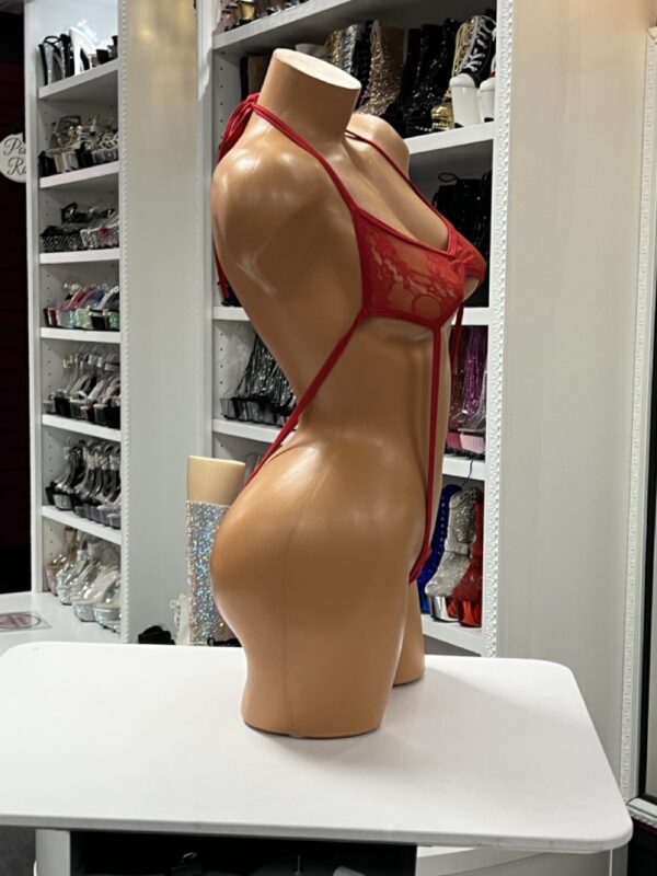 Red Lace Slingshot Bodysuit – Micro Exotic One-Piece - Image 4