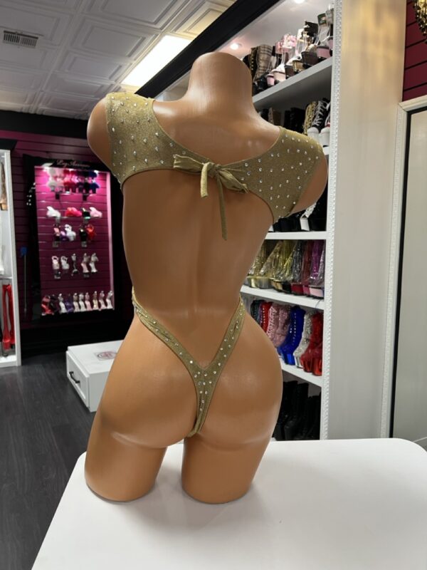 Gold Rhinestone Bodysuit – Cut-Out One-Piece - Image 3