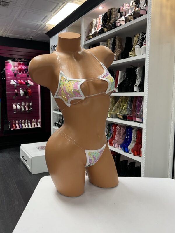 Hawaiian Rhinestone Bikini – Tropical Dancewear with Clear Straps - Image 5