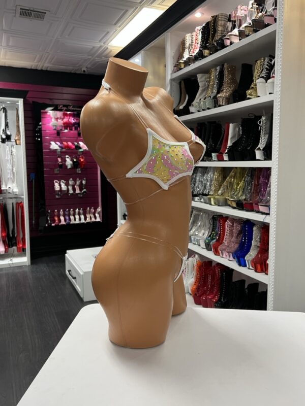 Hawaiian Rhinestone Bikini – Tropical Dancewear with Clear Straps - Image 4
