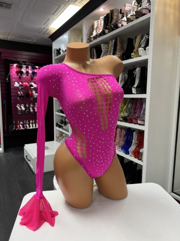 Hot Pink Rhinestone Bodysuit - Image 5