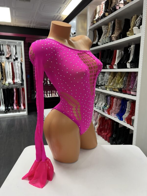 Hot Pink Rhinestone Bodysuit - Image 4