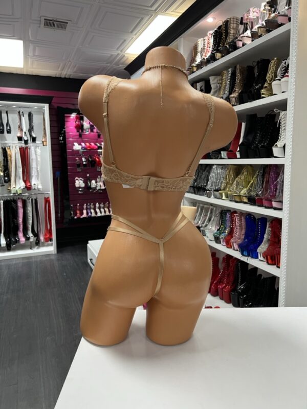 Nude Lace Lingerie Set with Gold Body Chains - Image 3