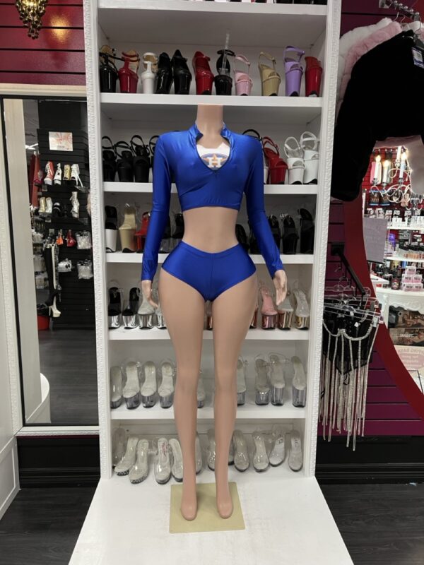 Blue High-Waisted Sporty Shorts – Performance Dance Bottoms