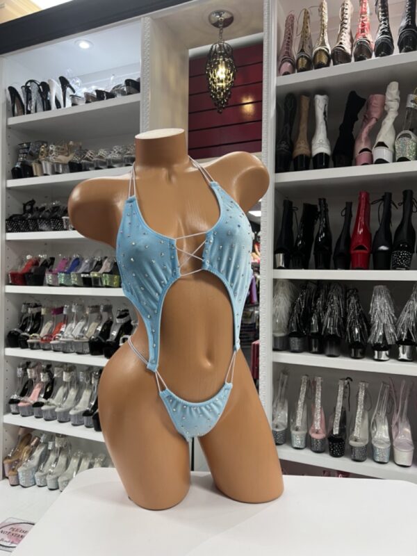 Baby Blue Rhinestone Romper - Image 5