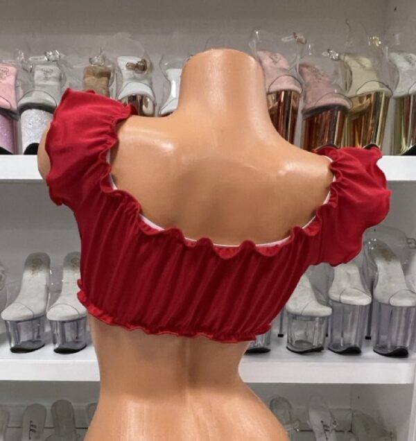 Crimson Goddess Red Tie Front Ruffle Top - Image 2