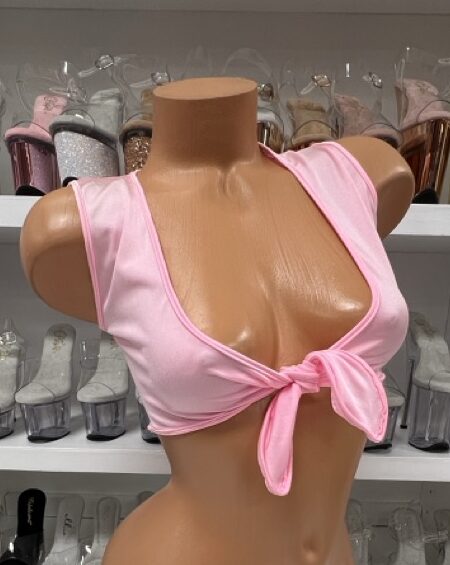 Baby Pink Tie Front Crop Top