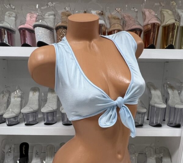 Baby Blue Tie Front Crop Top