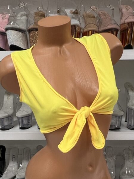 Yellow Tie Front Crop Top