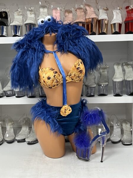 “Cookie Jar Monster Costume with furry bolero, cookie bra, and high waisted shorts by Roma”
