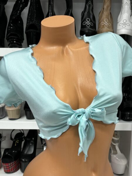 Baby Blue Tie Front Top