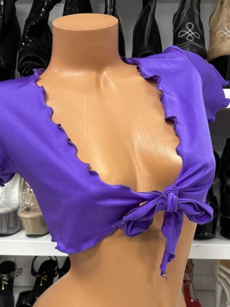 Purple Tie Front Top