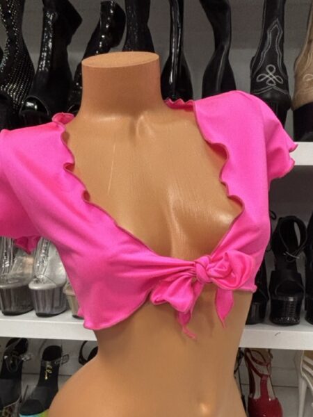Hot Pink Tie Front Top