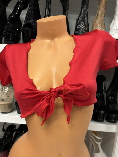 Red Tie Front Top