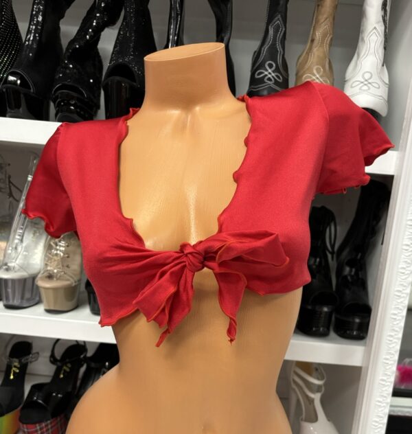 Red Tie Front Top