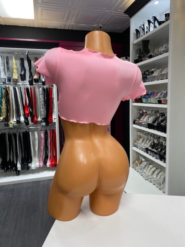 Sweet Dreams Baby Pink Tie Front Crop Top - Image 3