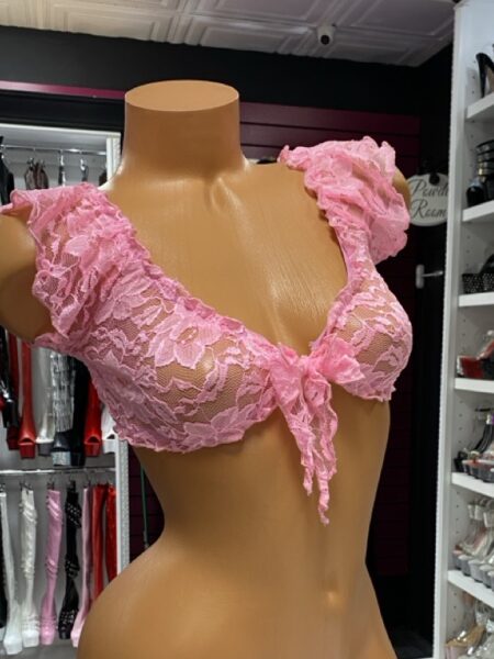 Baby Pink Lace Tie Crop