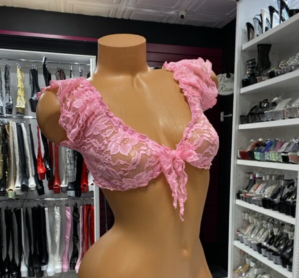 Baby Pink Lace Tie Crop