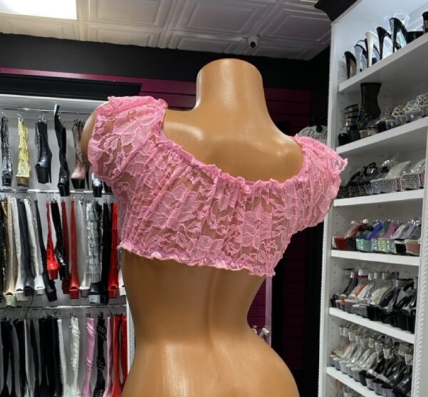 Baby Pink Lace Tie Crop - Image 2