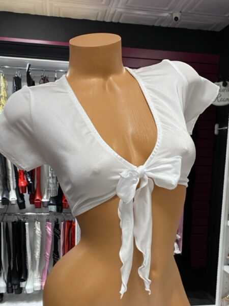 White Crop Tie Shirt