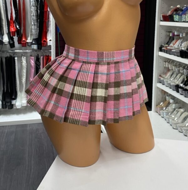 Pink & Brown Plaid Velcro Wrap Skirt
