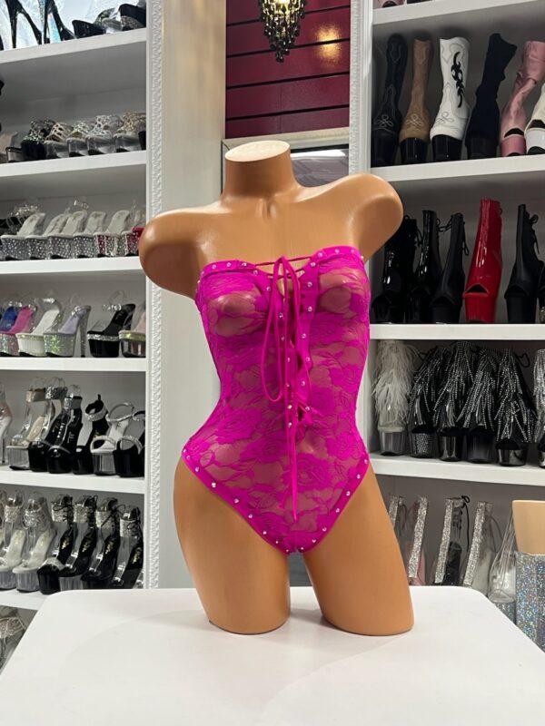 Pink Paradise Lace-Up Bodysuit - Image 4
