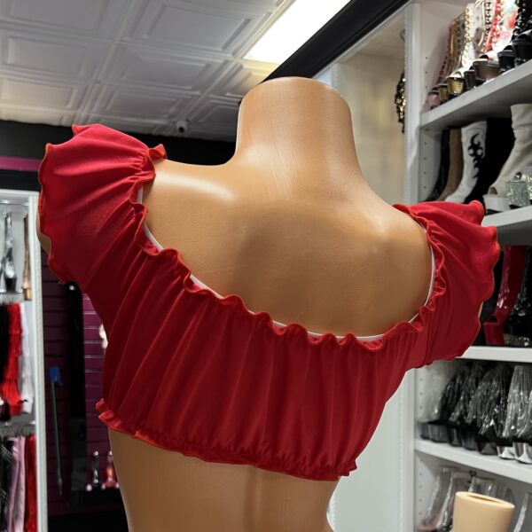 Crimson Goddess Red Tie Front Ruffle Top - Image 4