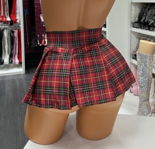 Red Plaid Mini Skirt - Image 2