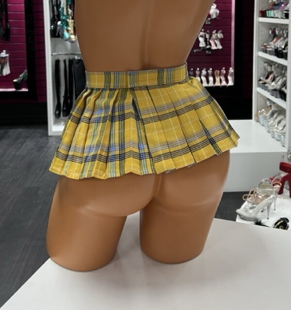Yellow Plaid Mini Skirt - Image 2