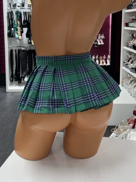green plaid pleated mini skirt