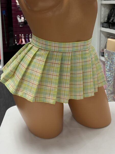 Yellow plaid pleated micro skirt