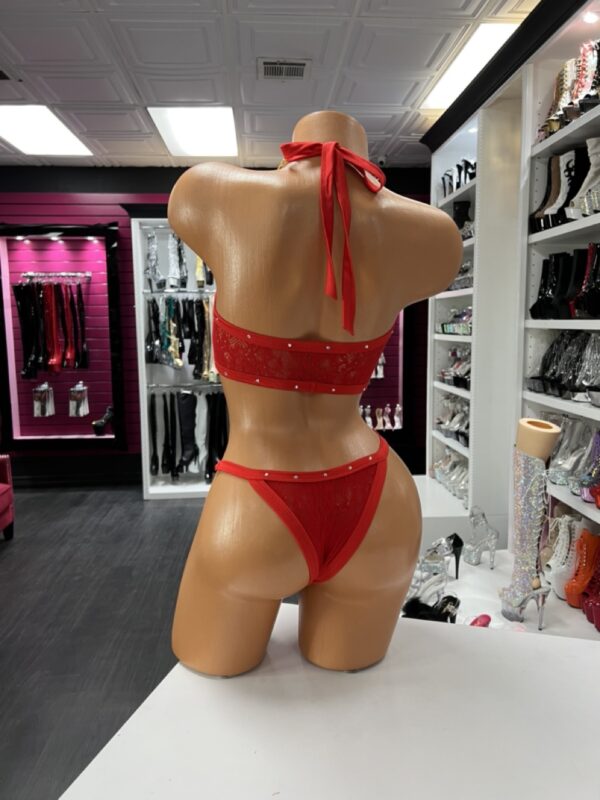 Scarlet Fire Red Rhinestone Two-Piece Set - Image 3