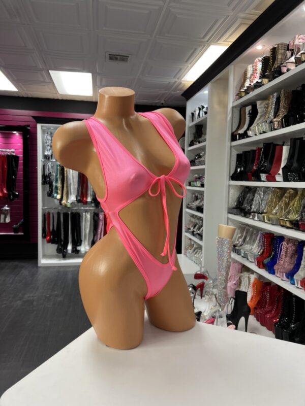 Coral Cutout Tie Bodysuit - Image 2