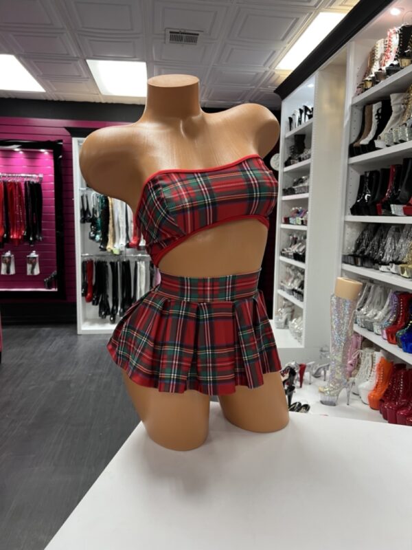 Red Plaid Skirt Set - Image 5