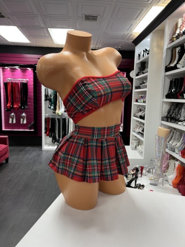 Red Plaid Skirt Set - Image 4