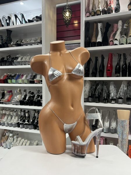 Silver Metallic Micro Bikini Set with ultra-micro cut