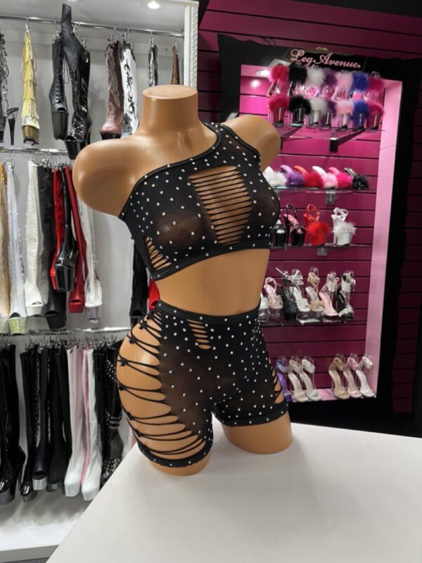 Sassy Eclipse Fishnet Short Set - Bold Black Vibes for Fearless Flair - Image 5